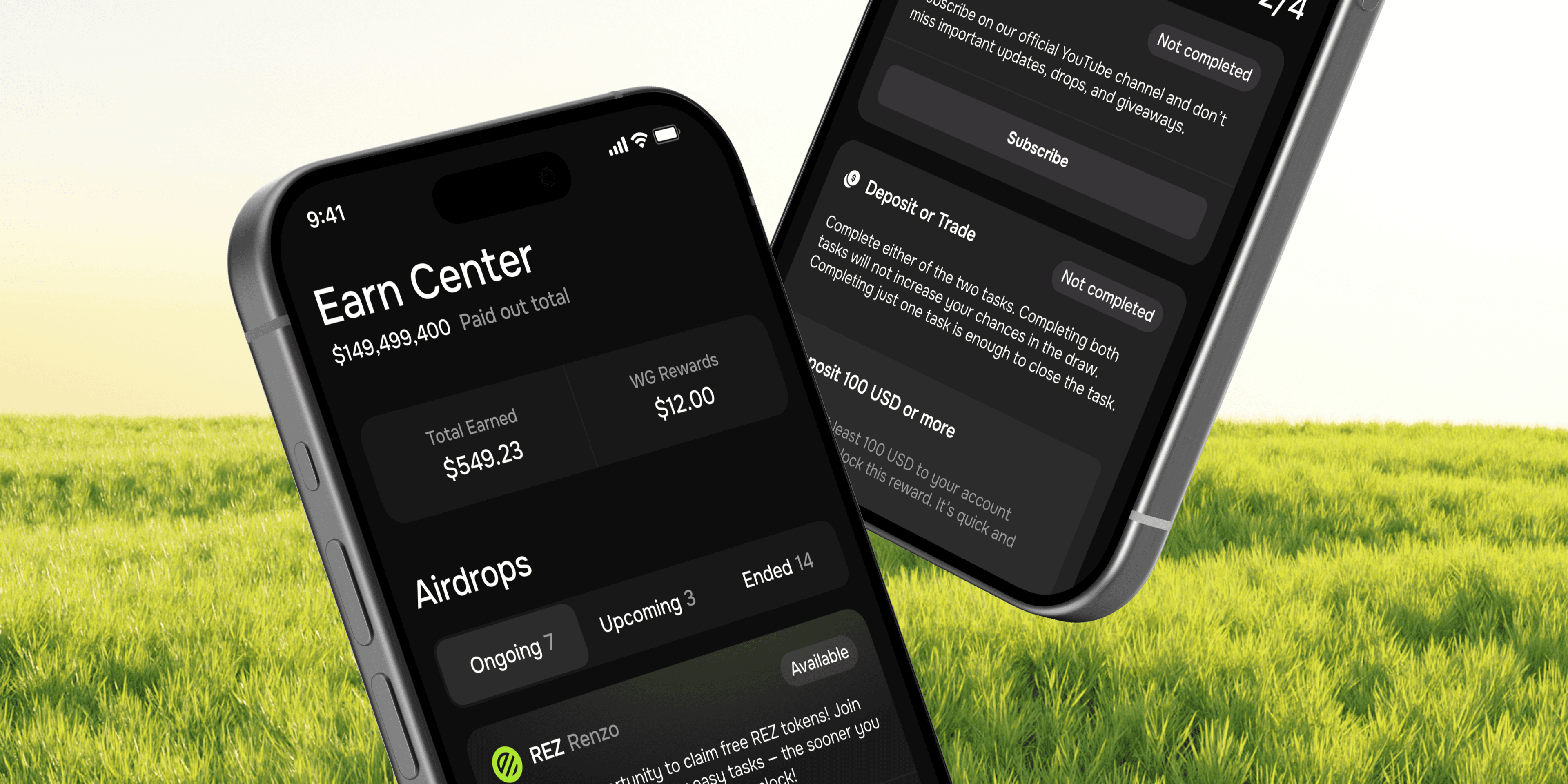 Overview of the Earning Center hub showing a grid of active offers
